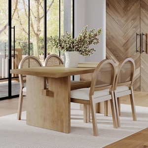 image:imageNathan James Briggs Modern Farmhouse Dining Set for 6 Solid Wood Dining Room Table Set with 6 Upholstered Dining Chairs Light BrownLight BrownRattan