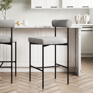image:imageNathan James Dahlia Counter Height Chair Modern Barstool with Back MidCentury Metal Legs and Leather Padded Cushion for Kitchen Island and Bars BrownBlack Set of 2Feather Graymatte Black