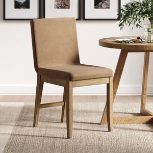 image:imageNathan James Dahlia Modern Kitchen and Dining Chair with Metal Legs and Vegan Leather Upholstery BrownBlack Set of 2Brushed Light Brown