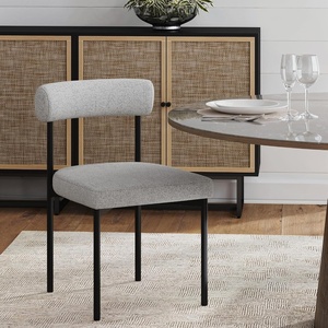 image:imageNathan James Dahlia Modern Kitchen and Dining Chair with Metal Legs and Vegan Leather Upholstery BrownBlack Set of 2Feather Graymatte Black