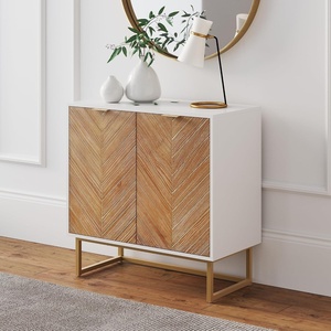 image:imageNathan James Enloe Modern Storage Free Standing Accent Cabinet TV Stand with Doors in a Rustic Pine Wood Finish and Gold Metal Base for Hallway Entryway or Living Room BrownWhiteGold Set of 2Matte Whitenatural Washpale Gold