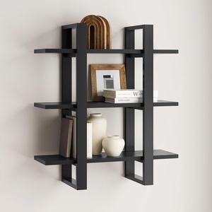 image:imageNathan James Floating Wall Book Shelves 3Tier Display Shelf Decorative Modular Shelf in Solid Wood for Bedroom Nursery Bathroom or Kitchen Set of 2Black Oak