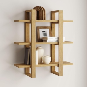 image:imageNathan James Floating Wall Book Shelves 3Tier Display Shelf Decorative Modular Shelf in Solid Wood for Bedroom Nursery Bathroom or Kitchen Set of 2Light Brown