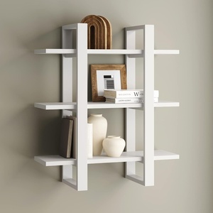 image:imageNathan James Floating Wall Book Shelves 3Tier Display Shelf Decorative Modular Shelf in Solid Wood for Bedroom Nursery Bathroom or Kitchen Set of 2Matte White