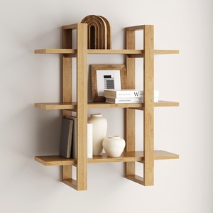 image:imageNathan James Floating Wall Book Shelves 3Tier Display Shelf Decorative Modular Shelf in Solid Wood for Bedroom Nursery Bathroom or Kitchen Set of 2Warm Pine