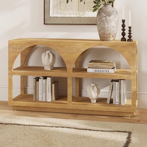image:imageNathan James Ford Organic Modern Console Table or Arched Storage Cabinet with Open Shelf Storage for Entryway or Living Room Light Brown Set of 3Light Brown