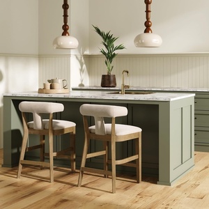 image:imageNathan James Irie Scandinavian Counter Height Cushioned Bar Stool Kitchen Bar Stool with Boucle Upholstery Metal Legs and Solid Wood Frame Cream BoucleBlack Set of 4Light BrownNatural Flax
