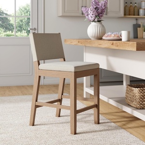 image:imageNathan James Irie Scandinavian Counter Height Cushioned Bar Stool Kitchen Bar Stool with Boucle Upholstery Metal Legs and Solid Wood Frame Cream BoucleBlack Set of 4Light Brown