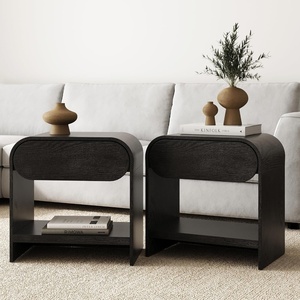 image:imageNathan James Iris MidCentury Modern Nightstand with Drawer End Table with Storage for Bedroom or Living Room with Rounded Silhouette Black Oak Set of 2