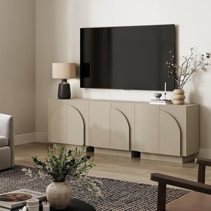 image:imageNathan James Iris MidCentury Modern White Wood Credenza with Arched Cabinet Doors for Living RoomBeige