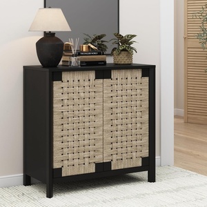 image:imageNathan James Jacala Mid Century Modern Entryway Storage Cabinet with Doors Living Room Accent Cabinet with Wood Frame Black OakBlack