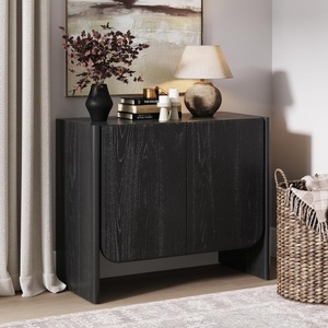 image:imageNathan James Jacala Mid Century Modern Entryway Storage Cabinet with Doors Living Room Accent Cabinet with Wood Frame Black OakJacala Black Oak