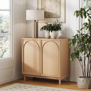 image:imageNathan James Jacala Mid Century Modern Entryway Storage Cabinet with Doors Living Room Accent Cabinet with Wood Frame Black OakLight Brown