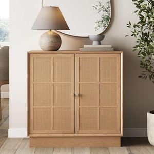image:imageNathan James Jacala Mid Century Modern Entryway Storage Cabinet with Doors Living Room Accent Cabinet with Wood Frame Black OakRaw OakRattan