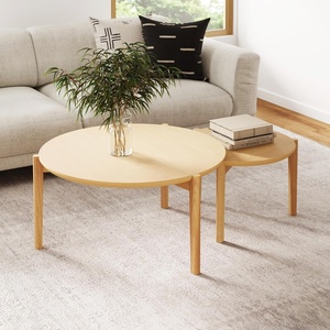 image:imageNathan James Kendall Round Modern Nesting Coffee Set of 2 Stacking Living Room Accent Tables Light BrownNatural Brown