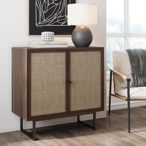 image:imageNathan James Kova Accent Sideboard Storage Cabinet in Light Wood and Rattan with Metal Frame Adjustable Shelves and Cane Doors for Hallway or Living Room Light OakCaneBlackWalnut