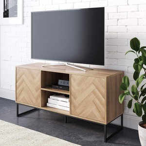 image:imageNathan James Mina Modern TV Stand Entertainment Cabinet Media Console with a Natural Rattan Storage Doors White Finish and Gold Brass Accents for Living Room or Media Room WhiteGoldOakMatte Black