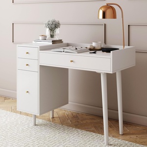 image:imageNathan James Parker Modern Home Office Writing Computer or Laptop Desk with Open Storage Cubby and Small Drawer WalnutWhite