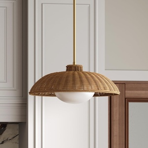 image:imageNathan James Percy Modern 2Light Pendant Island Light Fixture Brass Hanging Lights with Gold Metal Shade and Adjustable Cord for Kitchen Living Room Vintage BrassRattanGold