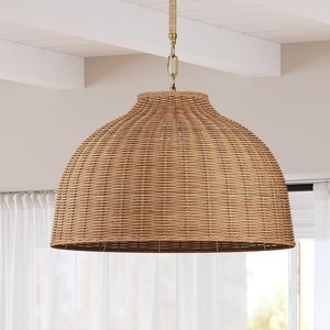 image:imageNathan James Percy Modern 2Light Pendant Island Light Fixture Brass Hanging Lights with Gold Metal Shade and Adjustable Cord for Kitchen Living Room Vintage BrassRattanLight Brown