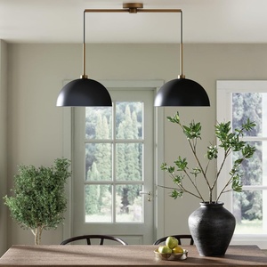 image:imageNathan James Percy Modern 2Light Pendant Island Light Fixture Brass Hanging Lights with Gold Metal Shade and Adjustable Cord for Kitchen Living Room Vintage BrassBlackVintage Brass