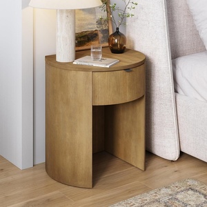 image:imageNathan James Tambellini Mid Century Modern Nightstand Bedside Table with Drawer and Cabinet Storage Solid Wood Legs and Fluted Door Fronts Light BrownShay Brown
