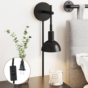 image:imageNathan James Tamlin Vintage Brass Wall Light Fixture Wall Mounted 1Light Lamp Plugin Sconce with OnOff Switch for Living Room Reading Nook or Bedroom BrassMatte Black