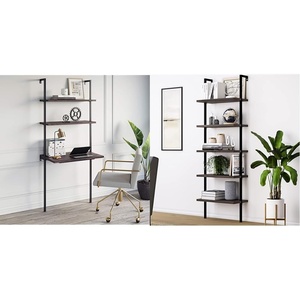 image:imageNathan James Theo 2Shelf Industrial Wall Mount Ladder Table amp Theo 5Shelf Wood Modern Bookcase Open Wall Mount Ladder Bookshelf with Industrial Metal Frame Dark Brown NutmegBlack