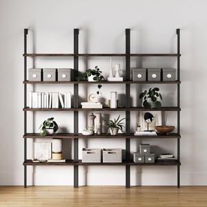 image:imageNathan James Theo 5Shelf Gold Ladder Bookcase with GoldBrass Metal Frame White Set of 4NutmegMatte Black