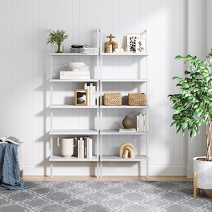image:imageNathan James Theo 5Shelf Gold Ladder Bookcase with GoldBrass Metal Frame White Set of 4White