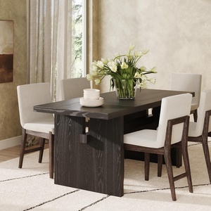 image:imageNathan James Willow Boho Dining Table for 6 with Solid Wood Legs 6Person Natural Wood Light Brown with Bohemian Rattan AccentBlack Oak