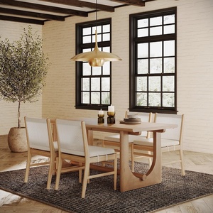 image:imageNathan James Willow Boho Dining Table for 6 with Solid Wood Legs 6Person Natural Wood Light Brown with Bohemian Rattan AccentSolace Light Brown