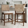 image:imageNathan James Beacon Bohemian Boucle Bar Stool Upholstered Bar Stool or Island Chairs for Kitchen Seagrass Counter Height Stool with Back and Solid Wood Legs Cream BoucleGrayMedium BrownWhite