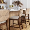 image:imageNathan James Beacon Bohemian Boucle Bar Stool Upholstered Bar Stool or Island Chairs for Kitchen Seagrass Counter Height Stool with Back and Solid Wood Legs Cream BoucleGrayMedium BrownWhite
