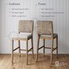 image:imageNathan James Beacon Bohemian Boucle Bar Stool Upholstered Bar Stool or Island Chairs for Kitchen Seagrass Counter Height Stool with Back and Solid Wood Legs Cream BoucleGrayLight BrownBeige
