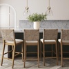 image:imageNathan James Beacon Bohemian Boucle Bar Stool Upholstered Bar Stool or Island Chairs for Kitchen Seagrass Counter Height Stool with Back and Solid Wood Legs Cream BoucleGrayLight BrownBeige