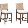 image:imageNathan James Beacon Bohemian Boucle Bar Stool Upholstered Bar Stool or Island Chairs for Kitchen Seagrass Counter Height Stool with Back and Solid Wood Legs Cream BoucleGrayMedium BrownWhite