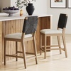 image:imageNathan James Beacon Bohemian Boucle Bar Stool Upholstered Bar Stool or Island Chairs for Kitchen Seagrass Counter Height Stool with Back and Solid Wood Legs Cream BoucleGrayLight BrownBlack