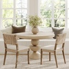 image:imageNathan James Beacon Boho Dining Chair Boucle Dining Chair with Seagrass Accent and Solid Wood Legs Cream BoucleLight BrownLight Brown Cream Boucle
