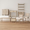 image:imageNathan James Beacon Boho Dining Chair Boucle Dining Chair with Seagrass Accent and Solid Wood Legs Cream BoucleLight BrownLight Brown Cream Boucle