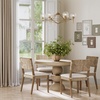 image:imageNathan James Beacon Boho Dining Chair Boucle Dining Chair with Seagrass Accent and Solid Wood Legs Cream BoucleLight BrownLight Brown Cream Boucle