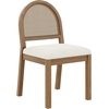 image:imageNathan James Beacon Boho Dining Chair Boucle Dining Chair with Seagrass Accent and Solid Wood Legs Cream BoucleLight BrownLight Brown Rattan