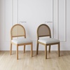 image:imageNathan James Beacon Boho Dining Chair Boucle Dining Chair with Seagrass Accent and Solid Wood Legs Cream BoucleLight BrownLight Brown Rattan