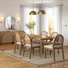 image:imageNathan James Beacon Boho Dining Chair Boucle Dining Chair with Seagrass Accent and Solid Wood Legs Cream BoucleLight BrownLight Brown Rattan