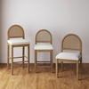 image:imageNathan James Beacon Boho Dining Chair Boucle Dining Chair with Seagrass Accent and Solid Wood Legs Cream BoucleLight BrownLight BrownRattanCream Boucle