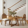 image:imageNathan James Beacon Boho Dining Chair Boucle Dining Chair with Seagrass Accent and Solid Wood Legs Cream BoucleLight BrownLight BrownRattanCream Boucle