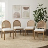 image:imageNathan James Beacon Boho Dining Chair Boucle Dining Chair with Seagrass Accent and Solid Wood Legs Cream BoucleLight BrownLight BrownRattanCream Boucle