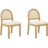 image:imageNathan James Beacon Boho Dining Chair Boucle Dining Chair with Seagrass Accent and Solid Wood Legs Cream BoucleLight BrownWarm Pine Rattan