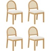 image:imageNathan James Beacon Boho Dining Chair Boucle Dining Chair with Seagrass Accent and Solid Wood Legs Cream BoucleLight BrownWarm Pine Rattan