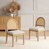 image:imageNathan James Beacon Boho Dining Chair Boucle Dining Chair with Seagrass Accent and Solid Wood Legs Cream BoucleLight BrownWarm Pine Rattan
